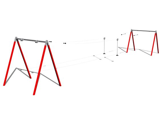 Tiroliană cu doi stâlpi LD030KR - roșu