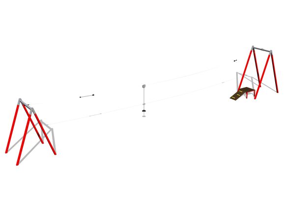 Tiroliană cu doi stâlpi LD021KR - roșu