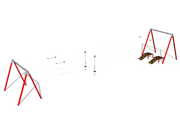 Tiroliană cu doi stâlpi LD031KR - roșu