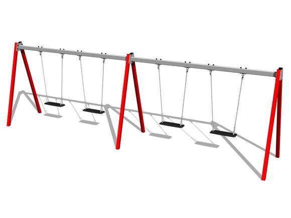 Leagăn cu lanţ cu patru locuri RH6411KR - roșu (înălțime liberă 1,0 m)