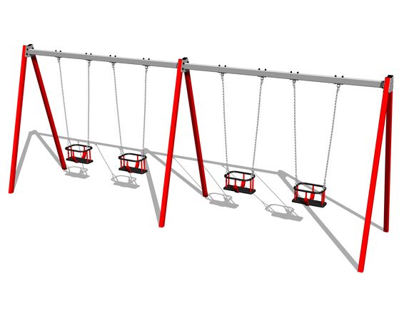 Leagăn cu lanţ cu patru locuri RH6413KR - roșu (înălțime liberă 1,5 m)