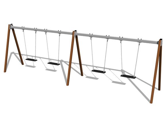 Leagăn cu lanţ cu patru locuri RH6411KW - maro (înălțime liberă 1,0 m)