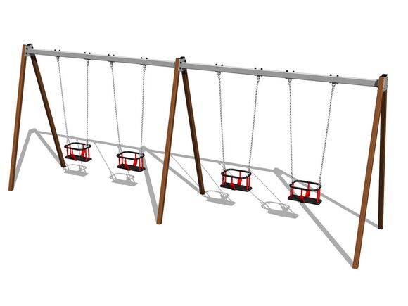 Leagăn cu lanţ cu patru locuri RH6413KW - maro (înălțime liberă 1,5 m)