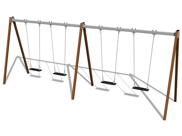 Leagăn cu lanţ cu patru locuri RH6411KW - maro (înălțime liberă 1,5 m)