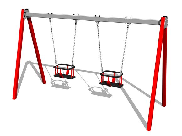 Leagăn cu lanț cu două locuri RH6213KR - roșu (înălțime liberă 1,0 m)