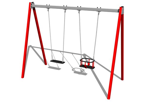 Leagăn cu lanț cu două locuri RH6212KR - roșu (înălțime liberă 1,5 m)