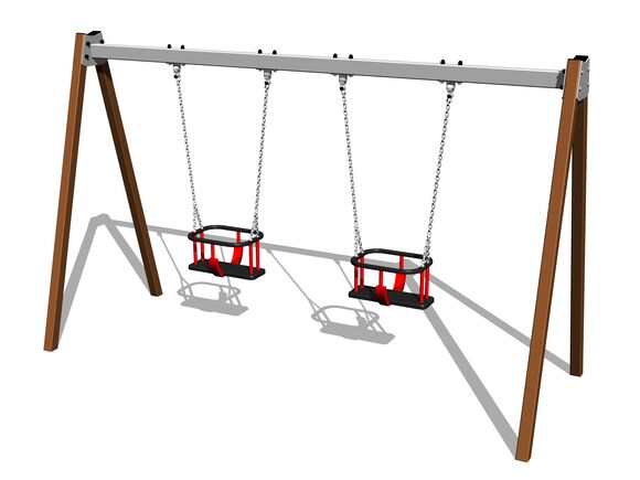 Leagăn cu lanț cu două locuri RH6213KW - maro (înălțime liberă 1,0 m)