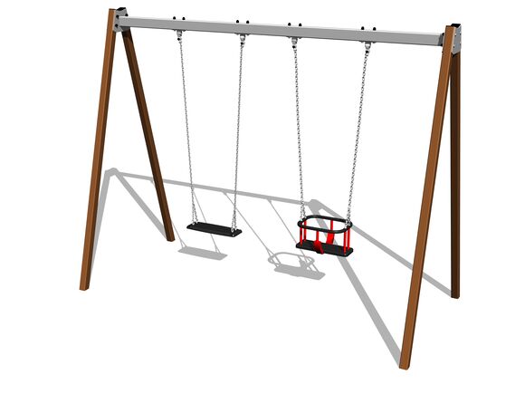 Leagăn cu lanț cu două locuri RH6212KW - maro (înălțime liberă 1,5 m)