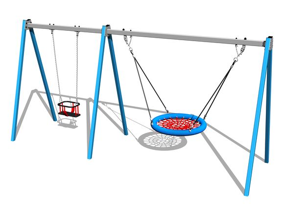 Leagăn cu lanț cu două locuri RH6222KB - albastru (înălțime de cădere 1,5 m)