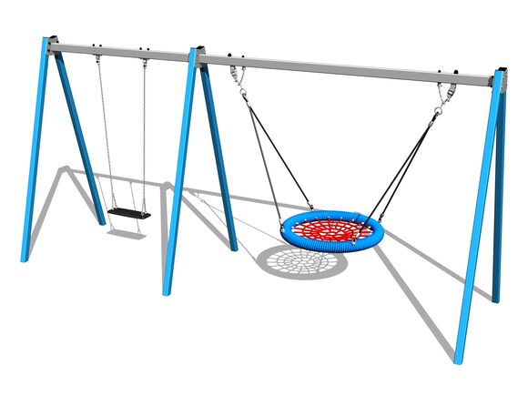 Leagăn cu lanț cu două locuri RH6221KB - albastru (înălțime de cădere 1,5 m)