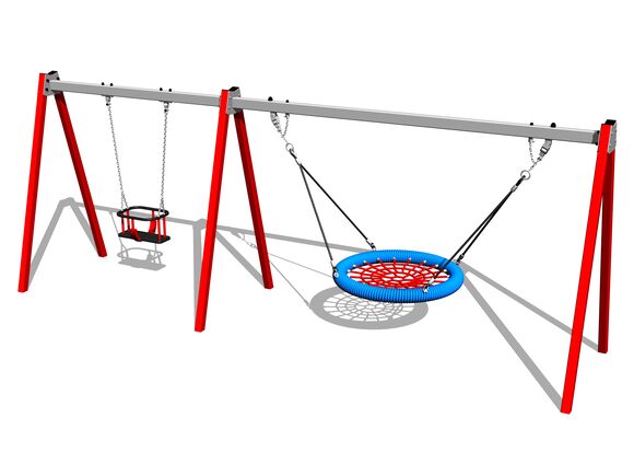 Leagăn cu lanț cu două locuri RH6222KR - roșu (înălțime de cădere 1 m)
