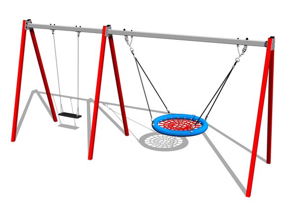 Leagăn cu lanț cu două locuri RH6221KR - roșu (înălțime de cădere 1,5 m)