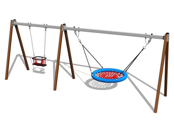 Leagăn cu lanț cu două locuri RH6222KW - maro (înălțime de cădere 1 m)