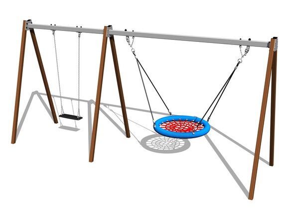 Leagăn cu lanț cu două locuri RH6221KW - maro (înălțime liberă 1,5 m)