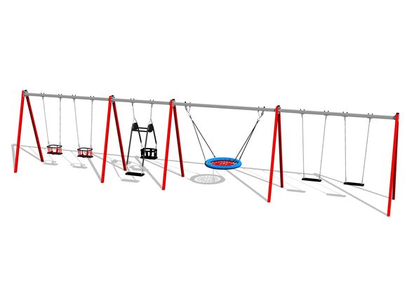 Láncos hatos csoportos hinta RH6621KR - roșu (înălțime de cădere 1,5 m)
