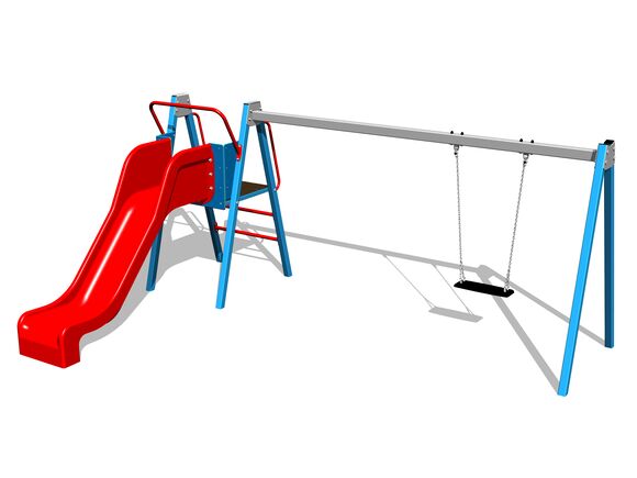 Leagăn cu lanţ şi tobogan RH6151KB - albastru (înălțime de cădere 1 m)