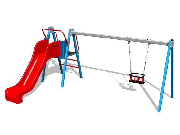 Leagăn cu lanţ şi tobogan RH6152KB - albastru (înălțime de cădere 1 m)