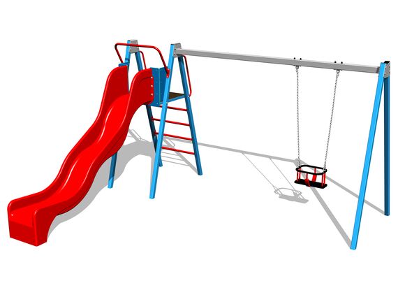 Leagăn cu lanţ şi tobogan RH6152KB - albastru (înălțime de cădere 1,5 m)