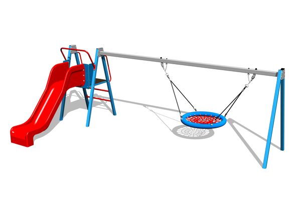 Leagăn cu lanţ tip Scoică cu tobogan RH6180KB - albastru (1 m)