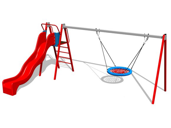 Leagăn cu lanţ tip Scoică cu tobogan RH6180KR (1,5 m)