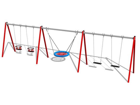 Leagăn cu lanț cu cinci locuri RH6521KR - roșu (înălțime de cădere 1,5 m)