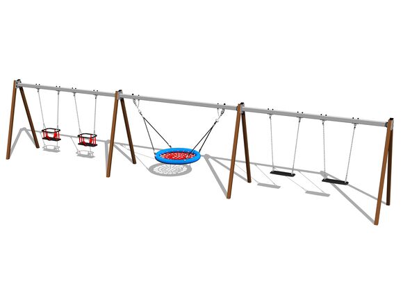 Leagăn cu lanț cu cinci locuri RH6521KW - maro (înălțime liberă 1,0 m)