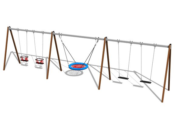 Leagăn cu lanț cu cinci locuri RH6521KW - maro (înălțime de cădere 1,5 m)