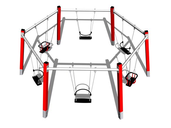 Grup de lanț șase leagăn RH1610KR - roșu (înălțime de cădere 1,0 m)