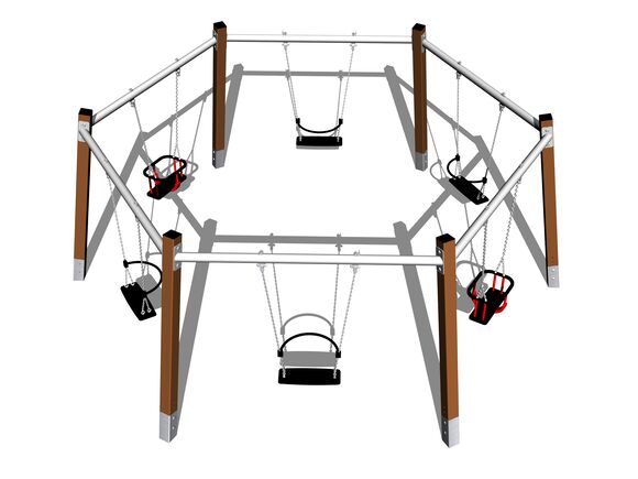 Grup de lanț șase leagăn RH1610KW -  maro (înălțime de cădere 1,0 m)