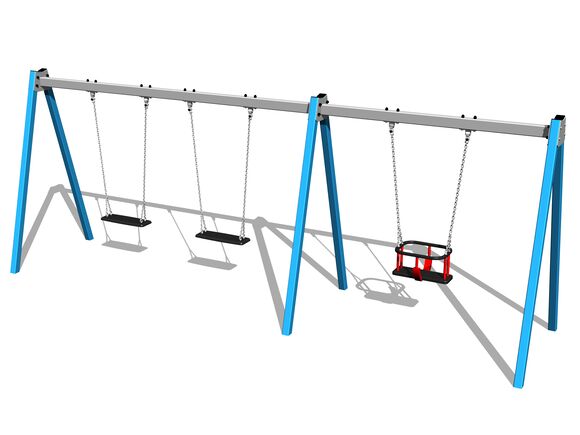Leagăn cu lanț cu trei locuri RH6312KB - albastru (înălțime liberă 1,0 m)