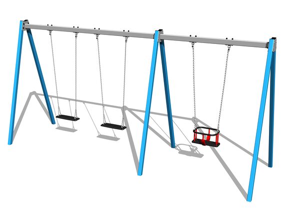 Leagăn cu lanț cu trei locuri RH6312KB - albastru (înălțime liberă 1,5 m)