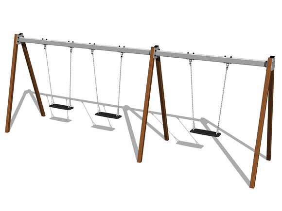 Leagăn cu lanț cu trei locuri RH6311KW - maro (înălțime liberă 1,0 m)