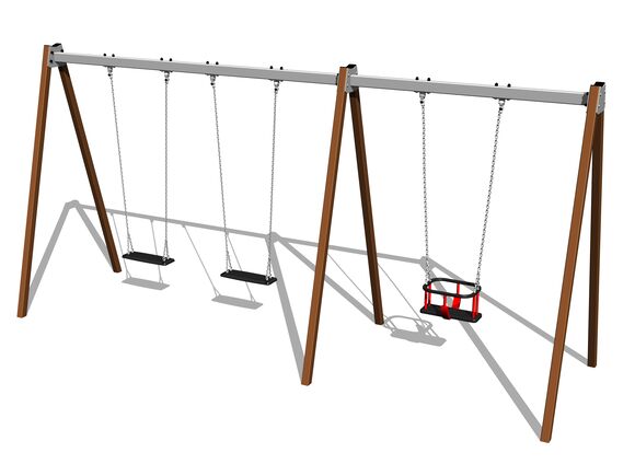 Leagăn cu lanț cu trei locuri RH6312KW - maro (înălțime liberă 1,5 m)