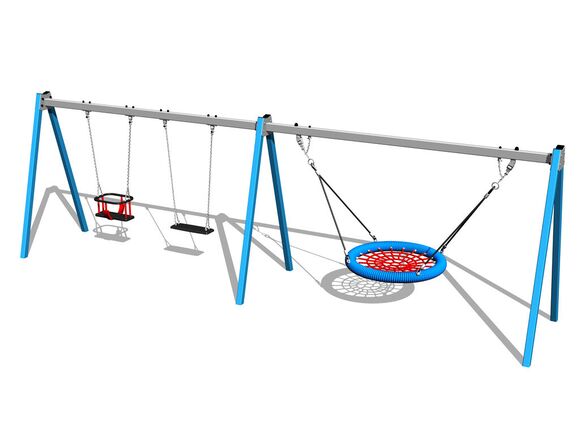 Leagăn cu lanț cu trei locuri RH6322KB - albastru (înălțime de cădere 1 m)