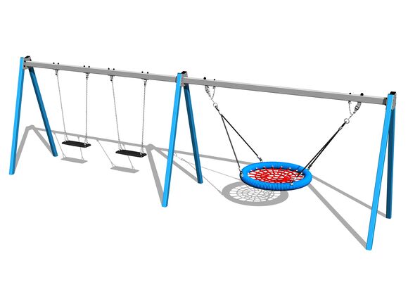 Leagăn cu lanț cu trei locuri RH6321KB - albastru (înălțime de cădere 1,0 m)
