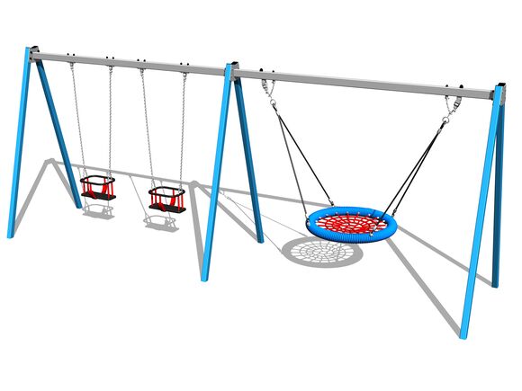 Leagăn cu lanț cu trei locuri RH6323KB - albastru (înălțime de cădere 1,5 m)