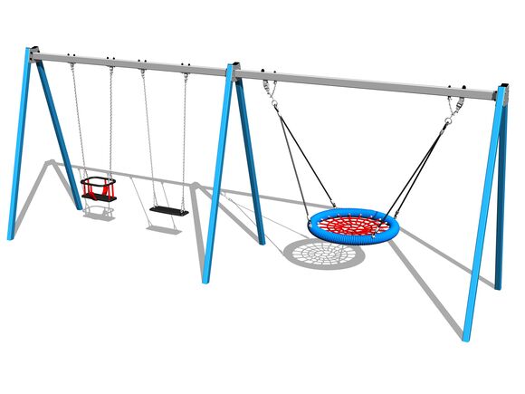 Leagăn cu lanț cu trei locuri RH6322KB - albastru (înălțime de cădere 1,5 m)
