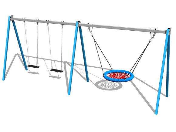 Leagăn cu lanț cu trei locuri RH6321KB - albastru (înălțime de cădere 1,5 m)