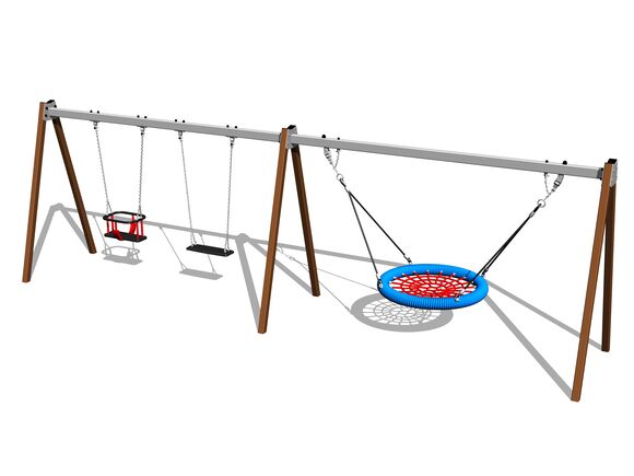 Leagăn cu lanț cu trei locuri RH6322KW - maro (înălțime de cădere 1 m)