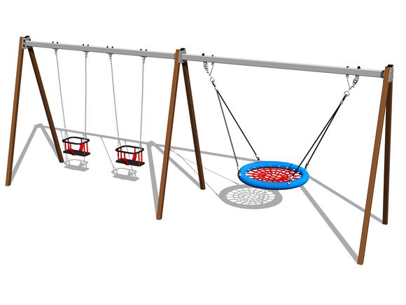 Leagăn cu lanț cu trei locuri RH6323KW - maro (înălțime de cădere 1,5 m)