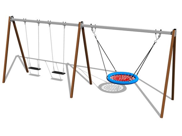 Leagăn cu lanț cu trei locuri RH6321KW - maro (înălțime de cădere 1,5 m)