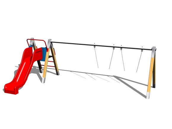 Leagăn cu lanț cu două locuri cu un tobogan RH250D (înălțime de cădere 1 m)