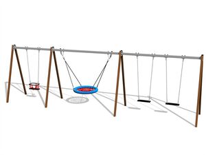 Leagăn cu lanţ cu patru locuri - metal (înălțime de cădere 1,5 m)